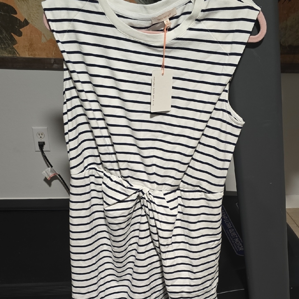 Striped Sleeveless Dress with Bow